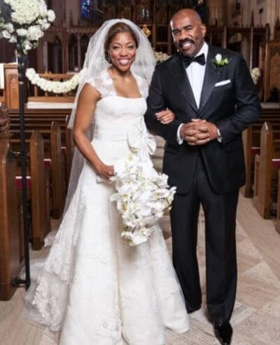 Morgan Harvey with her father Steve Harvey at her wedding